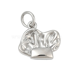 Brass Charms, Chef Hat, with Jump Ring, Cadmium Free & Lead Free, Rack Plating, Long-Lasting Plated, Platinum, 11.5x12.5x2.5mm, Hole: 3.4mm(KK-S527-15P)