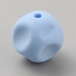 Cube Food Grade Eco-Friendly Silicone Beads, Chewing Beads For Teethers, DIY Nursing Necklaces Making, Cornflower Blue, 15x15x15mm, Hole: 2mm(SIL-TAC0003-11N)