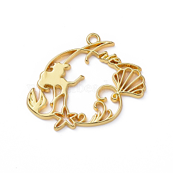 Zinc Alloy Pendants, Open Back Bezel, for DIY UV Resin, Epoxy Resin, Pressed Flower Jewelry, with Words, Princess, Golden, 33x41x2.5mm, Hole: 2.5mm(PALLOY-D580-13G)