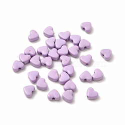 Heart Spray Painted Alloy Beads, Cadmium Free & Nickel Free & Lead Free, Lilac, 5x6x3mm, Hole: 1.2mm(FIND-G053-01L)