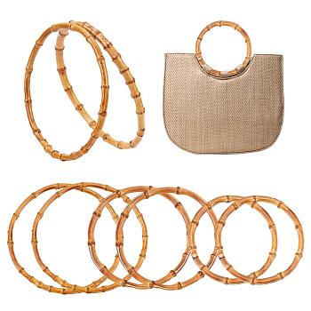 PandaHall Elite 6 Pcs Flat Round Bamboo Bag Handle, Bag Replacement Accessories, BurlyWood, 14.3x1.1cm, Inner Diameter: 12.45cm, 2pcs/styles