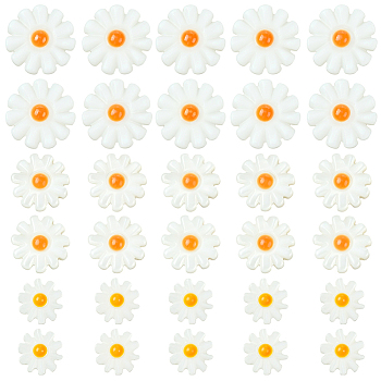 30Pcs 3 Styles Natural Freshwater Shell Beads, Flower, with Yellow Enamel, White, 8~12x4~4.5mm, Hole: 0.8~0.9mm, 10pcs/style
