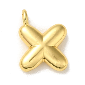 Brass Pendants, Real 18K Gold Plated, Letter X, 19.5x15x5.5mm, Hole: 3.3mm