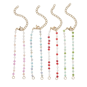 Handmade Glass Faceted Rondelle Bead Link Chain Bracelet Making, with 304 Stainless Steel Findings, Golden, Mixed Color, 6.22 inch(15.8cm)