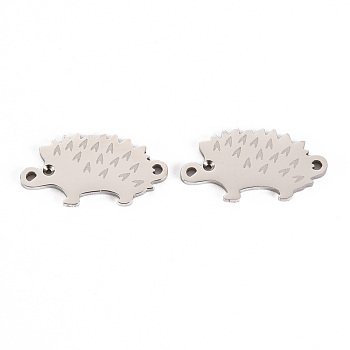 304 Stainless Steel Link Connector Rhinestone Settings, Laser Cut, Hedgehog, Stainless Steel Color, Fit for 1mm Rhinestone, 16.5x9x1mm, Hole: 0.9mm