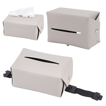 Imitation Leather Tissue Boxes for Car Seat Back, with Alloy Clasp, Light Grey, Finished Product: 180x110x100mm
