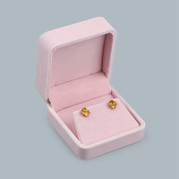 Velvet Box, for Earring Box, Square, Pearl Pink, 7x7x3.5cm