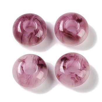 Two Tone Resin European Beads, Large Hole Beads, Rondelle, Purple, 13.5x8mm, Hole: 5mm