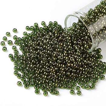 TOHO Round Seed Beads, Japanese Seed Beads, (324) Gold Luster Moss Green, 8/0, 3mm, Hole: 1mm, about 1111pcs/50g