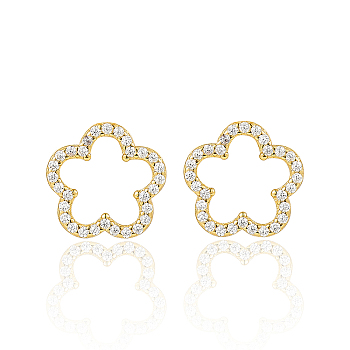 Silver Micro Pave Zirconia Earrings, Flower