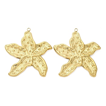 304 Stainless Steel Big Pendants, Ion Plating(IP), Flower Charm, Real 18K Gold Plated, 56x49.5x3mm, Hole: 2.5mm