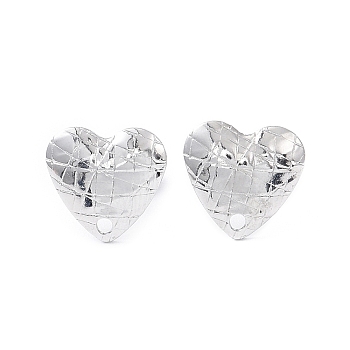 304 Stainless Steel Stud Earring Finding, with Ear Nuts, Heart, Stainless Steel Color, 11.3x12mm, Hole: 1.5mm, Pin: 0.8mm