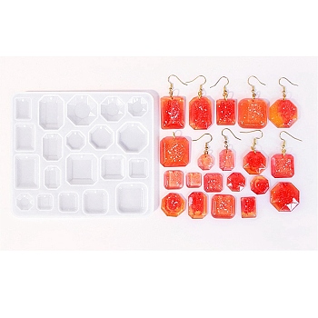 DIY Pendant Molds, Silicone Casting Molds, For UV Resin, Epoxy Resin Craft Making, Polygon, White, 112x128x6mm