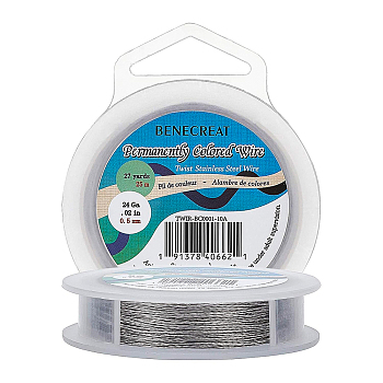 Tiger Tail Wire, Stainless Steel Wire, Stainless Steel Color, 24 Gauge, 0.5mm, about 82.02 Feet(25m)/roll