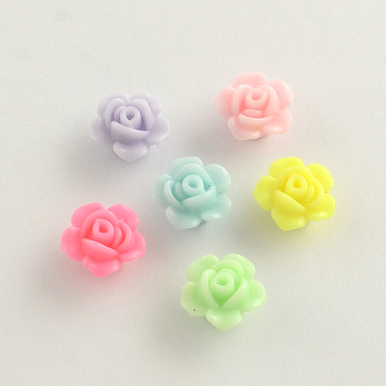 Opaque Acrylic Beads, Flower, Mixed Color, 13x8mm, Hole: 2mm, about 1130pcs/500g