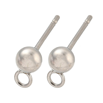 304 Stainless Steel Stud Earring Findings, Round, Stainless Steel Color, 15x4x4mm, Hole: 1.8mm, Pin: 10x0.8mm