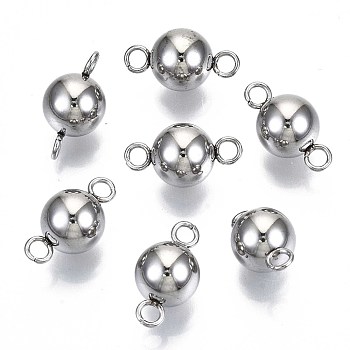 201 Stainless Steel Links Connectors, Round, Stainless Steel Color, 14.5x7.5mm, Hole: 2mm