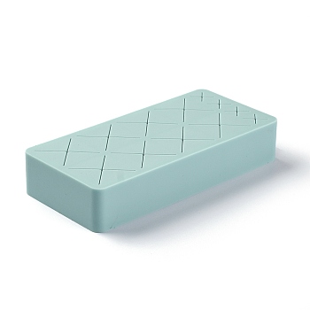 Makeup Silicone Storage Box, for Lip Stick Nail Polish, Brushes Eyebrow Pencil and Mascara etc, Rectangle, Pale Turquoise, 133x62x24mm