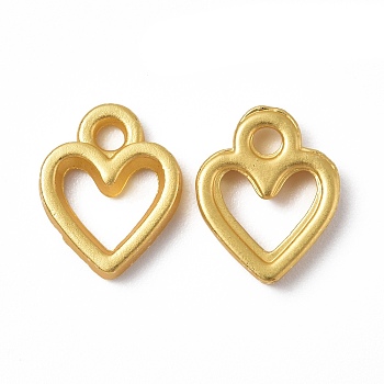 Rack Plating Alloy Pendants, Cadmium Free & Lead Free & Nickle Free, Heart Charm, Matte Gold Color, 10.5x8.5x1.5mm, Hole: 1.6mm