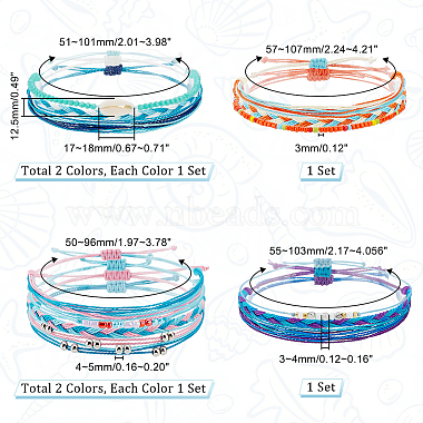 Elite 6 Sets 6 Style Natural Shell Braided Bead Bracelets Set(BJEW-PH0004-18)-2