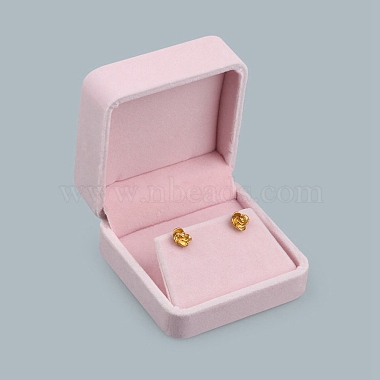 Pearl Pink Square Velvet Earring Boxes