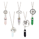 AHADERMAKER 5Pcs 5 Style Glass Imitation Gemstone Bullet Pendant Necklaces Set(NJEW-GA0001-04)-1