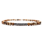 Natural Round Picture Jasper Beaded Bracxelets for Men, with Non-magnetic Hematite Chip(OI5065-3)