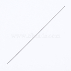 Iron Beading Needle, with Hook, For Buddha 3-Hole Guru Beads, Bead Threader, Platinum, 15x0.09cm(IFIN-P036-03C)