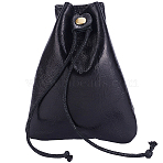 1Pc Leather Change Purse, Coin Wallets with Wax Cord Strings, Trapezoid, Black, 11.7x9.5x0.7cm(ABAG-BBC0001-35A)