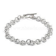 304 Stainless Steel Textured Rolo Chain Bracelet, Stainless Steel Color, 8-1/4 inch(21cm)(BJEW-K226-02P)