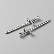 Zinc Tibetan Style Alloy Pendants, Sword Charm, Antique Silver, 54.5x16x5mm, Hole: 1.6mm(FIND-WH0147-65AS)