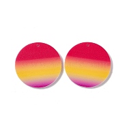 Double Side Acrylic Pendants, Flat Round with Stripe Pattern, Crimson, 29.5x2mm, Hole: 1.6mm(MACR-C004-02A)