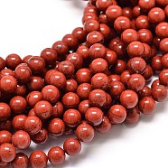 Grade A Natural Red Jasper Bead Strands, Round, 4mm, Hole: 1mm, about 90pcs/strand, 15.5 inch(G-P075-36-4mm)