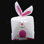 Bunny Plastic Candy Bags, Rabbit Ear Bags, Gift Bags, Two-Side Printed, Hot Pink, 28~30x15.5cm(ABAG-Q051C-01)