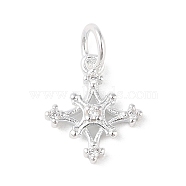 925 Sterling Silver Pave Clear Cubic Zirconia Star Charms, with Jump Rings & 925 Stamp, Silver, 12.5x10.5x1.5mm, Hole: 3.5mm(STER-K181-01B-S)