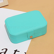 Imitation Leather Jewelry Storage Bag with Snap Fastener, for Bracelet, Necklace, Earrings, Rectangle, Medium Turquoise, 16.5x11.5x5cm(PW-WG85020-05)