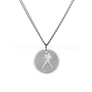 Non-Tarnish Stainless Steel 12 Constellation Pendant Necklaces for Sweater, Stainless Steel Color, Aquarius(FZ0908-7)