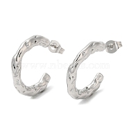 304 Stainless Steel Ring Stud Earrings, Half Hoop Earrings, Stainless Steel Color, 21x3mm(EJEW-B026-14P)
