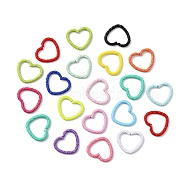 Iron Linking Ring, Openable, Textured Heart, Mixed Color, 12x9mm(FIND-YW0004-16)