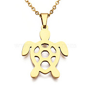 201 Stainless Steel Pendants Necklaces, with Cable Chains and Lobster Claw Clasps, Turtle, Golden, 17.71 inch(45cm), 1.5mm(NJEW-S105-JN691-45-2)