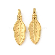 Ion Plating(IP) 304 Stainless Steel Pendants, Leaf Charm, Real 18K Gold Plated, 15.5x5x3mm, Hole: 1.5mm(STAS-N103-126G)