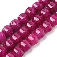 Natural White Jade Beads Strands, Faceted, Dyed, Round, Medium Violet Red, 11~12x11~12x10mm, Hole: 1.2mm, about 38~39pcs/strand, 15.16~15.59 inch(38.5~39.6cm)(G-N344-03H)