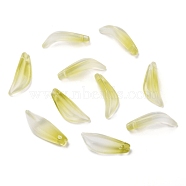 Transparent Glass Pendants, Petaline, Yellow Green, 21.5x8x5mm, Hole: 1mm(GLAA-B004-01E)
