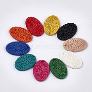 Acrylic Pendants, Imitation Woven Rattan Pattern, Oval, Mixed Color, 34x22.5x3.5mm, Hole: 1.8mm(OACR-T010-10)