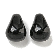 Opaque Acrylic Pendants, Teardrop Charms, Black, 12.5x8.5x7mm, Hole: 1.5mm, about 1190pcs/500g(SACR-L007-046)
