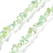 Electroplate Butterfly Glass Beads Strands, AB Color Plated, Light Green, 8x10x5.5mm, Hole: 1.2mm, about 100pcs/strand, 29.13''(74cm)(EGLA-A036-08A-AB01)