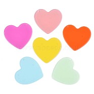 Translucent Cellulose Acetate(Resin) Pendants, Solid Color, Heart, Mixed Color, 38x41x2mm, Hole: 1.4mm(KY-T040-31)