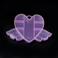 Flying Heart Plastic Bead Storage Containers, 9 Compartments, Pink, 12x17.5x2cm(CON-Q023-11A)