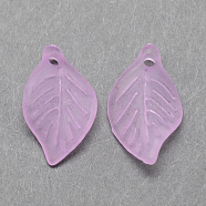 Transparent Acrylic Pendants, Frosted, Leaf, Plum, 18x11x3mm, Hole: 2mm, about 1877pcs/500g(FACR-R007-03)
