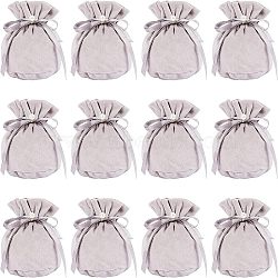 NBEADS Velvet Jewelry Bags with Drawstring & Plastic Imitation Pearl, Velvet Cloth Gift Pouches, Gray, 13.2x14x0.4cm(TP-NB0001-20D)